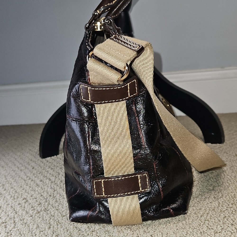 Vintage Condition Dooney&Bourke Brown/Tan Crocodile Embossed Florentine Satchel - Picture 8 of 16